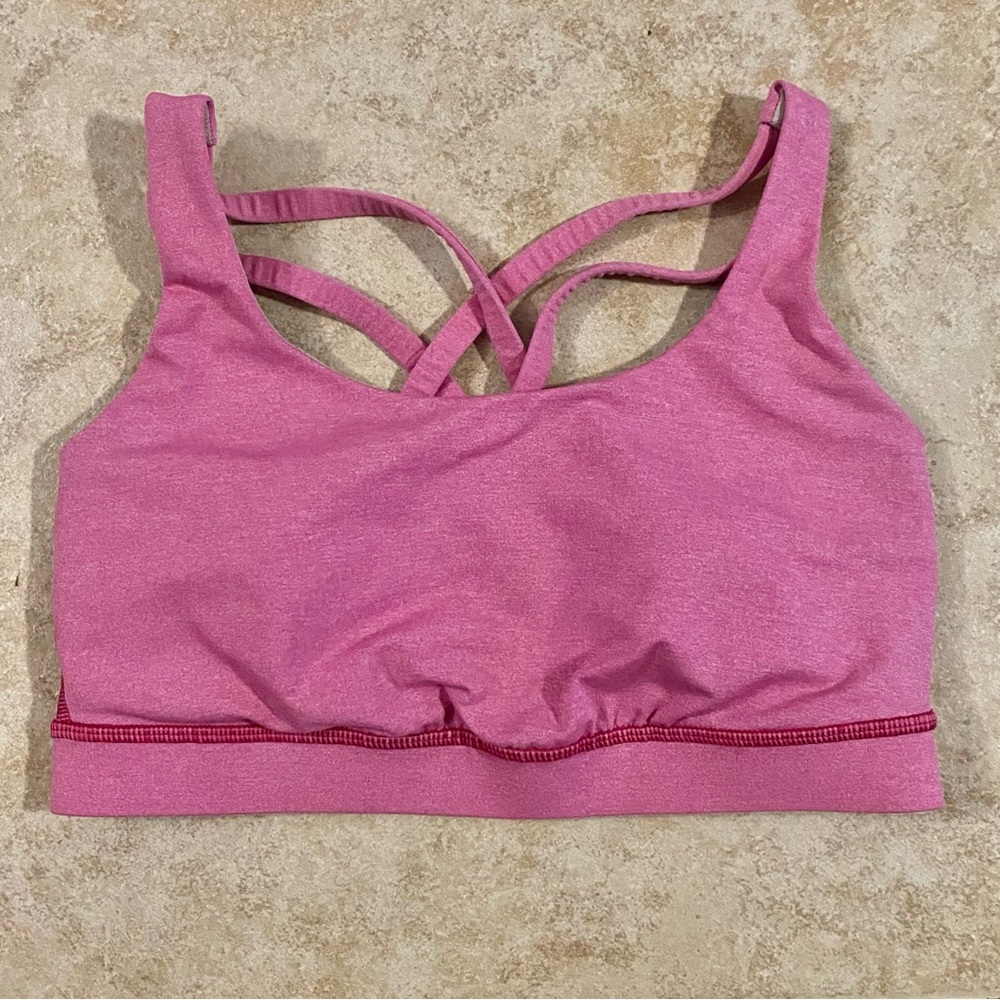 Lululemon Energy Bra Medium Support Pink With Padding Size 6